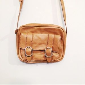 Boho Brown / Tan Leather Cross Body Bag - Old Navy